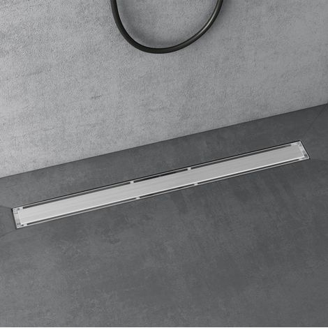 doporro Canaleta de Ducha Canal Cromo 90cm con dispositivo desodorante y filtro de pelo, Canal de Drenaje de Acero Inoxidable, Desagüe de agua embaldosable 35L/min KE110 (1/5)