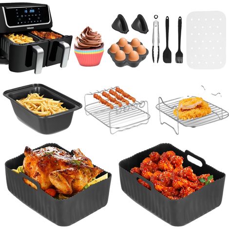 Accesorios para freidora de aire, kit de cocina completo, compatibilidad con doble zona, color blanco. (1/2)