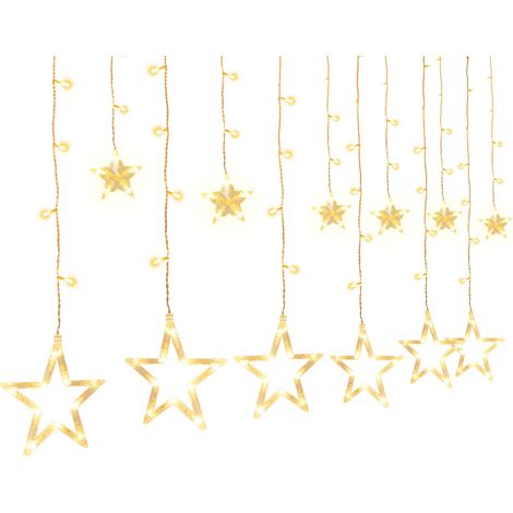 Jiubiaz LED Lichterkette Sterne Strom 138 LED Weihnachtsbeleuchtung Fenster, Lichtervorhang Fenster Weihnachten mit 12er Sterne,Weihnachtsdeko (Warmweiß)