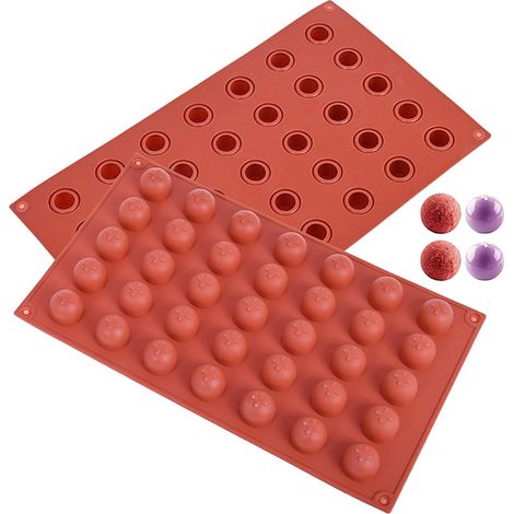 Molde de silicona para bombones, postres, pralinés, trufas y mini bolitas de chocolate individuales. (1/2)