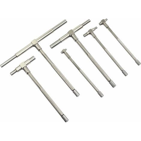 6PCS Précision Télescopique Jauge,8-150 mm Micromètre Interne Mesure Alésage Kit,Dispositif d'inspection réglementaire,argent,six pièces (1/5)