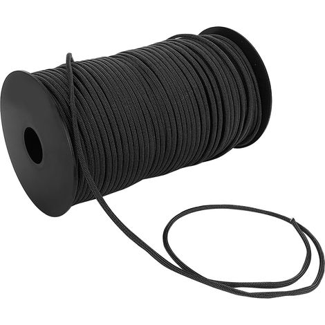 Corde de sécurité parachute de 100 m pour randonnée et sauvetage en extérieur (noire) (1/5)