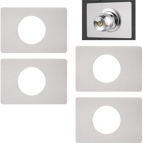 Verstärkungsplatte für Türschlösser, 4-teiliges selbstklebendes Reparaturset für Türgriffe aus Edelstahl, quadratische Platten zur Befestigung von Türgriffen (silber) (1/5)