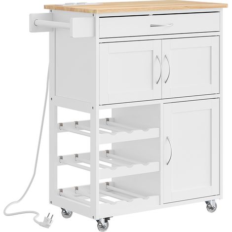 SoBuy Carrello da cucina con 1 cassetto Bianco 75x37x87cm Moderno FKW45-E-WN (1/5)