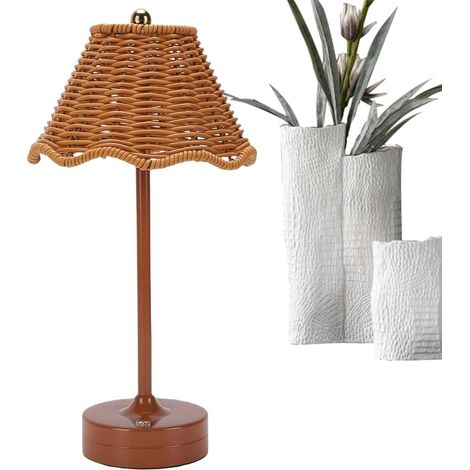 Lampe de table en rotin 120 , Rechargeable Sans Fil, Décoration (1/5)