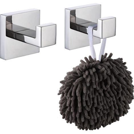 2 Patères Carrées Inox SUS304 Chrome Poli (1/4)
