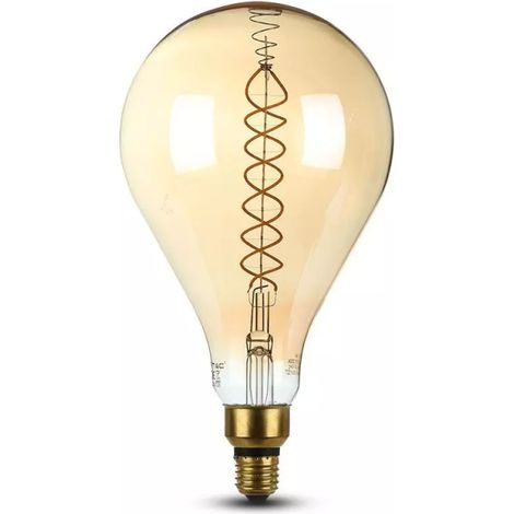 V-TAC VT-2138D LAMPADINA E27 FILAMENTO LED A DOPPIA SPIRALE 8W BULB A160 CON VETRO AMBRATO DIMMERABILE - SKU 7461 (1/4)