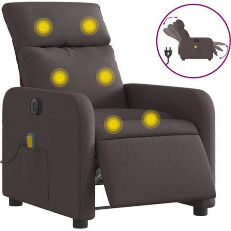 Fauteuil inclinable de massage électrique en tissu marron foncé (1/5)