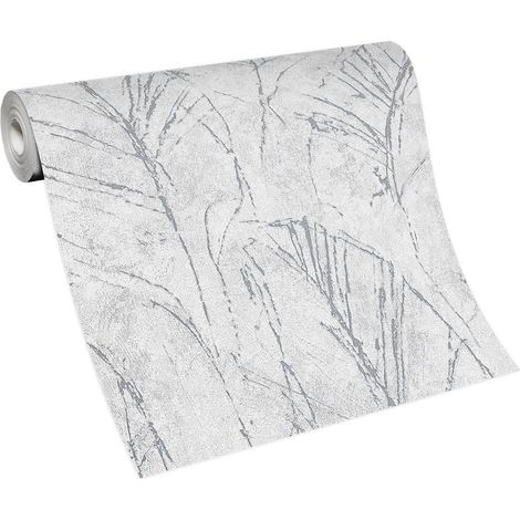 BRICOFLOR Papier Peint feuille et palmier gris et blanc Papier Peint intissé gris Tapisserie feuillage gris pour salon, cuisine & plus (1/4)