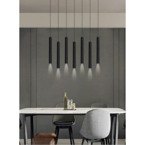 TrAdE Shop Traesio - Lampadario A Sospensione Design Moderno Cilindro Soffitto Attacco Gu10 Ip20 A61 - Nero