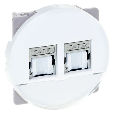 Double Prise RJ45 Multimédia STP Cat6 Grade 3 - COMETE Blanc