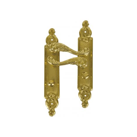 Ouvre&Déco – 2 poignées de porte intérieure en laiton poli sur plaque Conda/Déconda entraxe 195 mm, SULLY