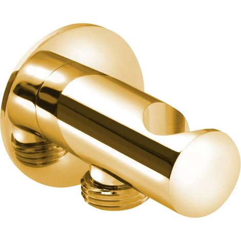 Sapho Duchas - Codo de pared con soporte, redondo, oro SG203OR