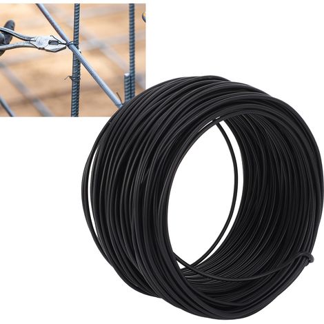 Fil de ligature en acier de 1,2/28 mètres, fil de ligature en fer électro-galvanisé, noir pour câbles de télécommunications et de fibres optiques. (1/5)