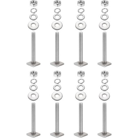 T-nut Adapter Nutensteine M8 x 65mm 8 Set Gepäckträger Edelstahl Nutensteine Dachträger Schrauben mit Mutter Unterlegscheiben für Relingträger Fahrrad Dachbox Kajak Gepäckträger (1/5)
