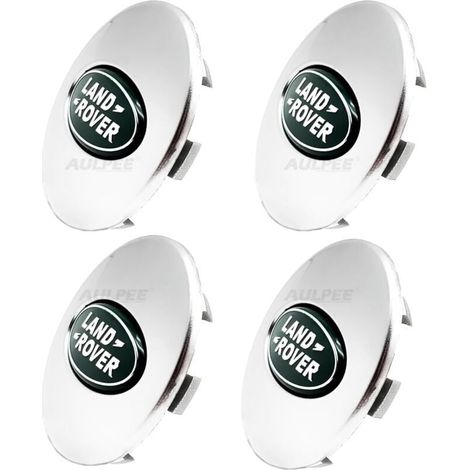 Tapacubos de ABS de 62 mm con logotipo central, compatible con accesorios Land Rover (cromo verde LR) (1/4)