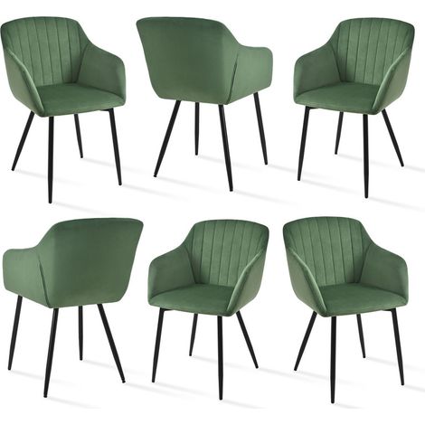 Goeurvant Minimalistische Esszimmerstühle mit breiter Sitzfläche und ergonomischen Armlehnen, Kombination aus Komfort und Eleganz - 6er Set - Grün