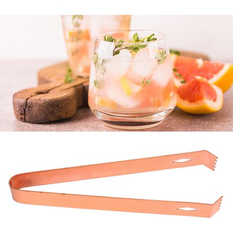 Dicke Cocktailzange aus Edelstahl mit Rautenmuster für Eiswürfel und Zucker, mit Kupferbeschichtung. (1/5)