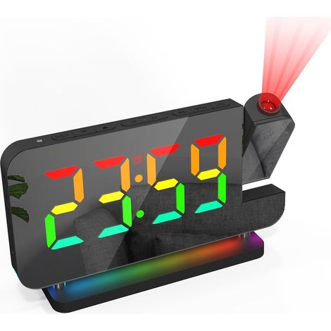 Digitaler Wecker, LED-Spiegeluhr mit RGB-Nachtlicht, 10 Farblichter, einstellbare Helligkeit, Nachttischuhr für Schlafzimmer, Heimbüro, Büro