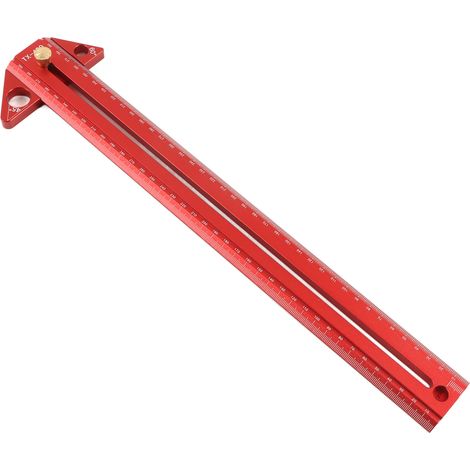 Règle en T multifonctionnelle pour le travail du bois, en alliage d'aluminium, portable, pour mesurer les angles du bois, 40 cm / 15,7 pouces (1/5)