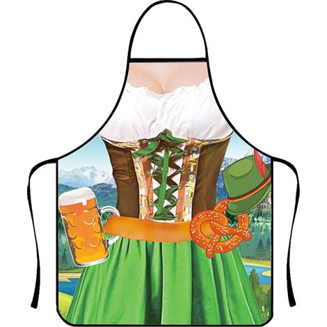 Geeignet für Frauen, die auf dem Oktoberfest in München kochen: lustige Grillschürze, einzigartig und individuell gestaltet, voller Spaß, eng anliegend und wasserdicht. (1/5)