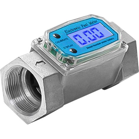Débitmètre numérique LCD à turbine bleue 15-120 L pour essence, eau et carburant liquide, filetage NPT 1,5 po. (1/3)