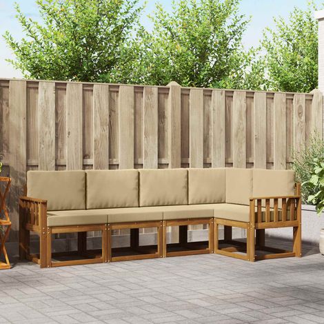 vidaXL Outdoor-Sofagarnitur mit Kissen 5 pcs Natur und Beige (1/5)
