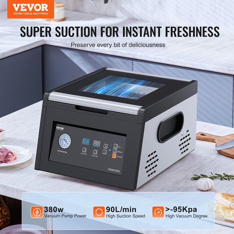 Machine Sous Vide Alimentaire à Chambre, 380 W, Scelleuse à Emballer pour Aliments Humides et Secs, Longueur de Scellage 29 cm, App… (1/5)
