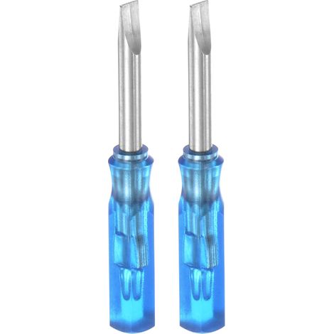 2Pcs SL3.0 Mini Tournevis Fendu 3mm Tête Plate Magnétique 45mm Longueur pour Petites Réparations d'Appareils, Bleu (1/5)