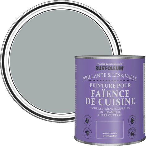 Peinture Grise Résistante à l'eau pour Faïence de Cuisine, Finition Brillante -Gris Minéral 750ml (1/5)
