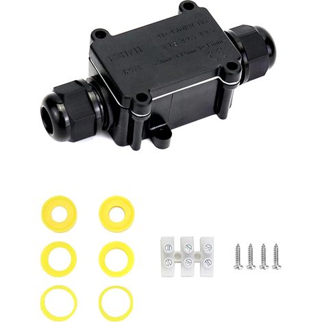 Boîte de Jonction étanche IP68, Connecteur de Cable électrique à 2 Voies, boîte de jonction pour cable de diamètre 5-15 mm,noir (1/5)