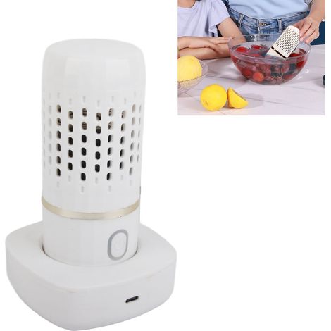 Limpiador automático de cápsulas para frutas, inalámbrico vía USB, ABS blanco, IP71, 400 g, con base de carga y cargador. (1/5)