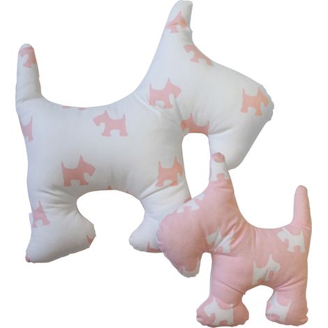 Cojines Infantiles forma puppy Habitación Bebé Cuna 50 Cm Y 30 Cm color rosa y blanco (1/4)