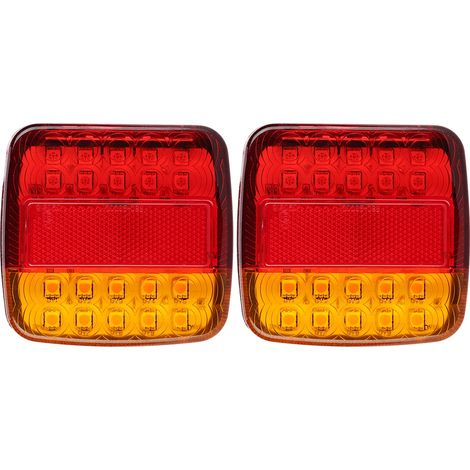 2Pcs 12V 20LED Feux Arrière Bicolores pour Remorque Camion (Verre Rouge Jaune) (1/5)