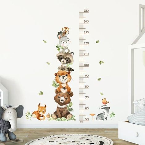 Toise Murale Enfant,50-150 cm Animaux de la Forêt Tableau de Hauteur,Autocollant Mural Autocollant,Toise pour Enfants (1/5)
