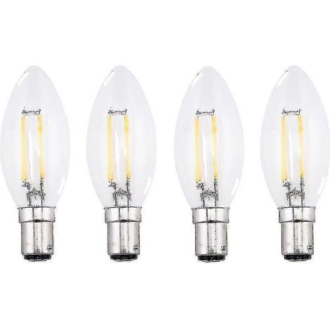 Lot de 4 ampoules LED à filament 4W SBC B15, culot candélabre, blanc chaud 2700K, petit culot à baïonnette, style vintage. (1/5)