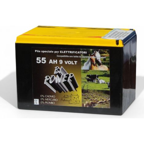Batteria a secco per elettrificatori animali 9v-55 ah durata 5000 ore