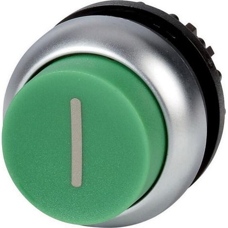 Eaton Pulsador, RMQ-Titan, alto, momentáneo, verde, rotulado, aro frontal de titanio, 216657