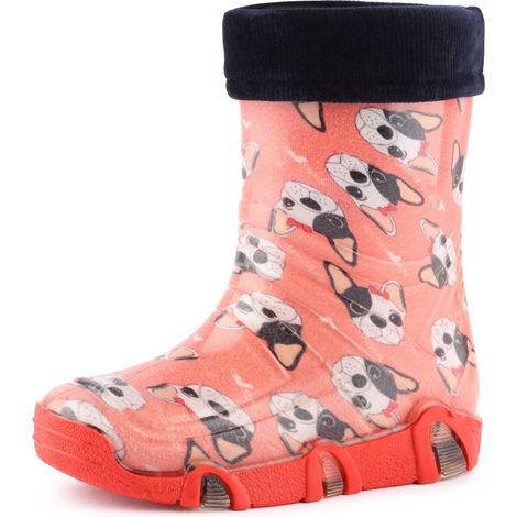 Ladeheid Bottes de Pluie Chaussure Enfant Fille Garçon Swk 206 (Rose/Chiens, 29/30 EU)