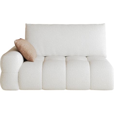 Modulares Sofa 2-Sitzer mit Chaiselongue, Breite Sitzfläche, Stoff, Cremeweiß (1/5)