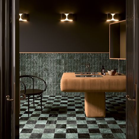 Carrelage Effet Marbre DANDY Ribbon Green Black 18,6x18,6cm (1/2)