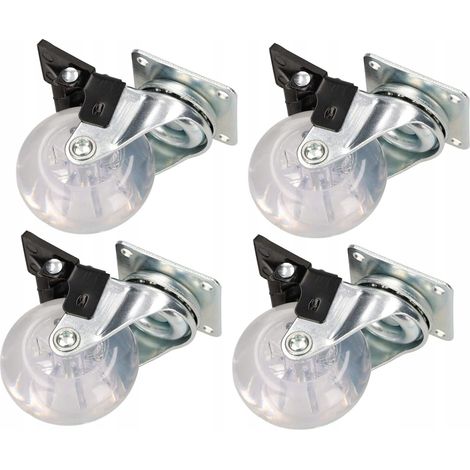 4 ruedas giratorias transparentes de 50 mm para muebles con freno (1/5)