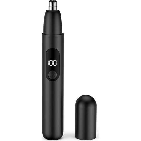 Tondeuse pour les poils de nez, tondeuse sans fil pour le nez et les oreilles avec ligne de charge de type C, voyant lumineux pour les hommes et les femmes (Noir) (1/5)