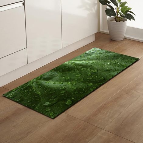 Tapis Cuisine 50x80cm, Feuilles/Gouttes, Antidérapant/Lavable, Évier/Sol/Bain/Couloir, Déco