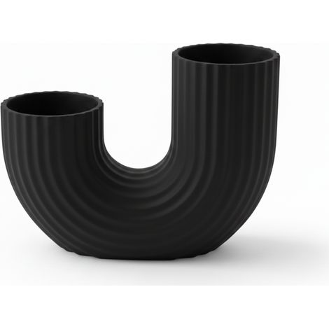 Vaso nero moderno e minimalista a forma di U dalla forma elegante