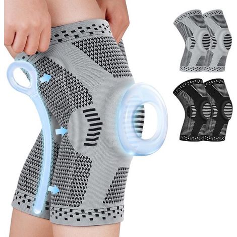 Rodillera unisex con almohadilla de gel para la rótula y estabilizador lateral，ajustable，hacer ejercicio y practicar otros deportes. (Gris