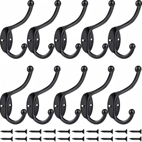 10 Pcs Rétro Crochet Patère Porte Manteau Mural Vintage Crochet de Porte Métal pour Salle de Bain Cuisine Chambre Entrée (Black) (1/5)
