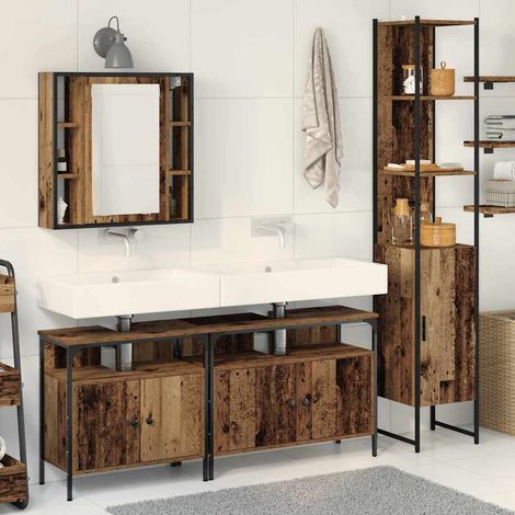 Juego de Gabinetes de Baño con estante Otro 4 pcs Madera vieja