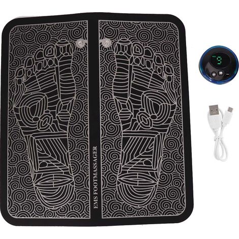 Appareil de massage des pieds par électrostimulation EMS, avec acupuncture, chargeur USB inclus, noir. (1/5)