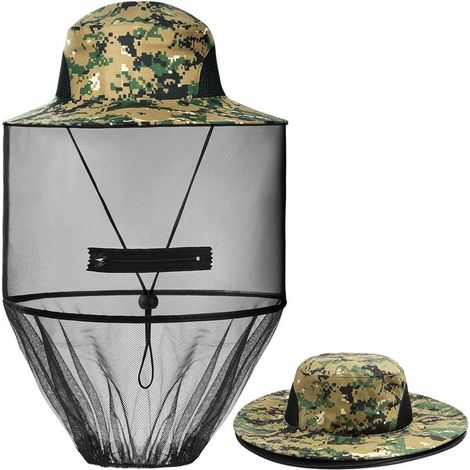 Chapeau de Protection Solaire Anti-Moustique avec Filet de Tête pour Pêcheur, Apiculteur, Randonnée, Camping, Jardinage, Pêche en Plein Air (1/5)